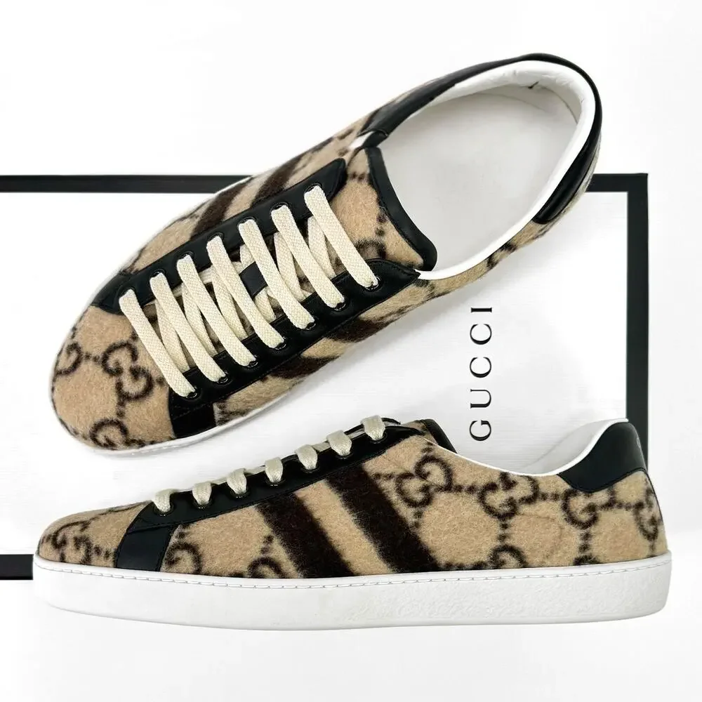 NEW GUCCI Ace GG Monogram Men's Wool Logo Sneakers 7.5 - Picture 8 of 16